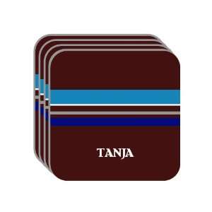 Personal Name Gift   TANJA Set of 4 Mini Mousepad Coasters (blue 