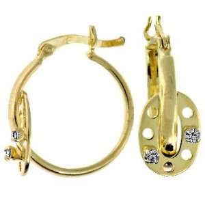 18k Gold Filled Buckle Clasp Cubic Zirconia Hoop Huggie Earrings 3/4 