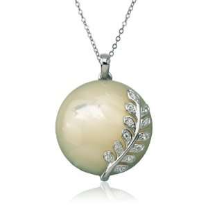  Platinum Plated Sterling Silver Mother of Pearl and Cubic 