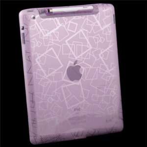   Purple TPU Cloud Pattern Jelly Case + Stylus For iPad 2 Electronics