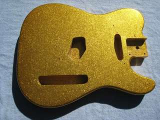Gold Sparkle Metalflake Telecaster Guitar Body Project Repair Parts 