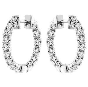 60 CT TW Inside/Outside Round Diamond Hoop Earrings in White Gold F 