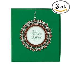  CR Gibson Holiday Ornament 4 Inch Photo Frame, Rubies And 