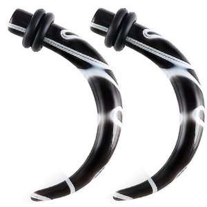  6G 6 gauge 4mm   Black Marble Acrylic Ear stretched 