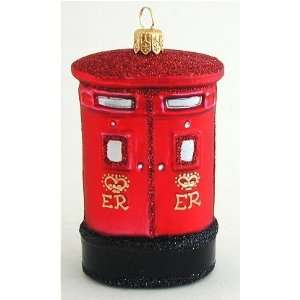  British Royal Mail Post Box Polish Glass Christmas Ornament 