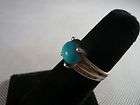SILVER 925 VINTAGE MODERNIST TURQUOISE OVAL STONE RING 