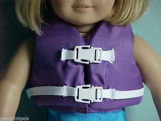Purple Life Jacket & Swim Fins fits American Girl  