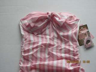 NWT Juicy Couture Sweet Treat Candy Stripe Underwire Ruffle Swimdress 