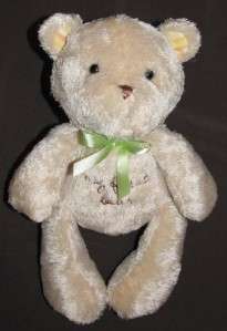   FIRST BEAR Green BOW Plush TEDDY Striped EARS Stuffed BABY TOY  