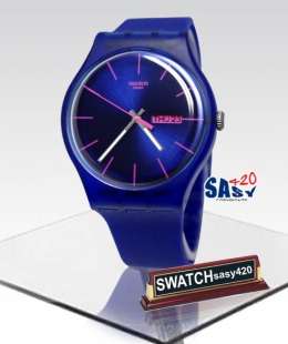 Swatch SUOS702 Royal Blue Rebel Silicone strap Unisex Watch New  