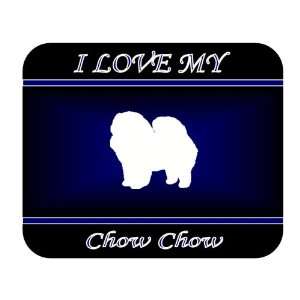  I Love My Chow Chow Dog Mouse Pad   Blue Design 