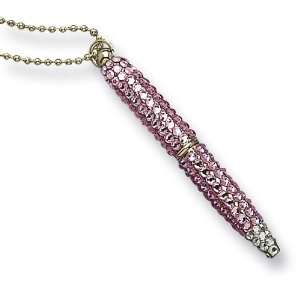  Rose Swarovski Crystal 40 inch Pen Necklace Jewelry