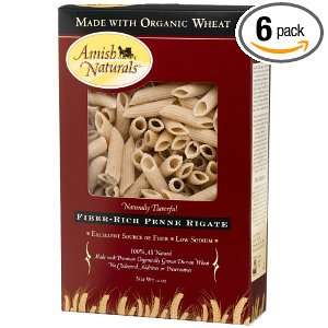 Amish Naturals Fiber Rich Penne Rigate, 12 Ounce Boxes (Pack of 6 