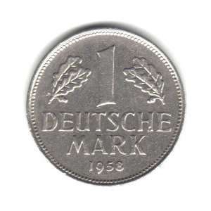  1958 J Germany Federal Republic 1 Mark Coin KM#110 