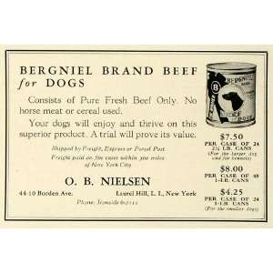   Ad O. B. Nielsen Bergniel Canned Beef Pet Dog Food   Original Print Ad