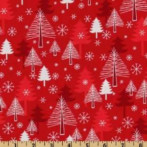  44 Wide Sparkle All The Way Small Trees Red Fabric By 