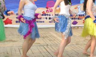 HAWAIIAN Fancy Dress HULA Lei Leis GARLAND BLUE Grass Skirt SET Free P 