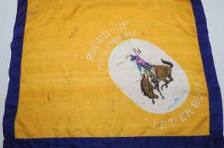 PENDLETON ROUND UP LETER BUCK SILK SCARF RODEO HORSE BANDANA VTG 342 