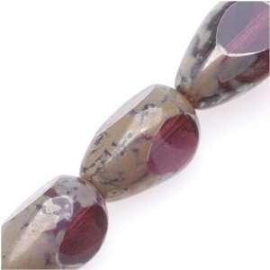 Czech Glass Table Cut Window Beads 8x12mm Teardrop   Amethyst Purple 