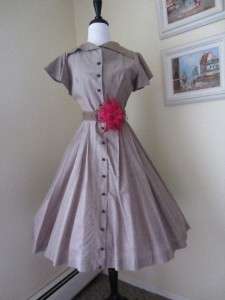   40s 50s Day Dress Full skirt Party Gym Brownies? M LUCY Varsity School