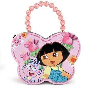  Dora the Explorer Butterfly Tin Purse / Lunch Box [Pink 
