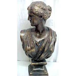   Bronzed Diana Roman Bust Sculpture Fertility Goddess
