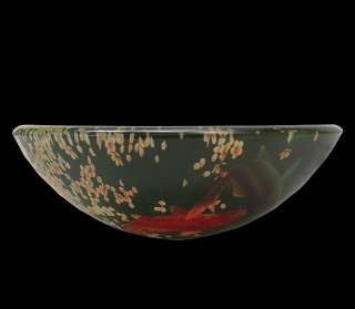 KOI GLASS VESSEL ROUND SINK WITH FREE MOUNTING RING AND CHROME POP UP 