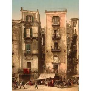  Vintage Travel Poster   Narrow streets Naples Italy 24 X 