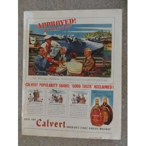 Calvert Whiskey ,Vintage 30s full page print ad (airplane/men sitting 