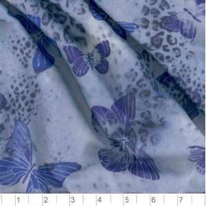  54 Wide Stretch Mesh Butterflies Blue Fabric By The Yard 