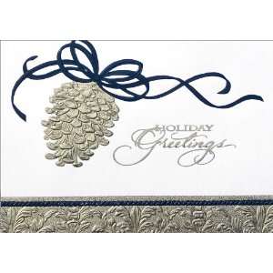  Silver Pine Cone with Ribbon   100 Cards 