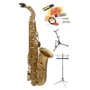  GSA600 LQ Student Alto Saxophone Bundle with Sax Stand, Music Stand 