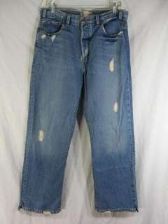 OLD NAVY Straight Cut Mens 36 W 32 L Blue Denim Jeans DESTROYED 
