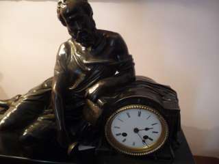 French Napoleon III Marble Statue clock Socrates  