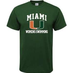  Miami Hurricanes Forest Green Womens Swimming Arch T 