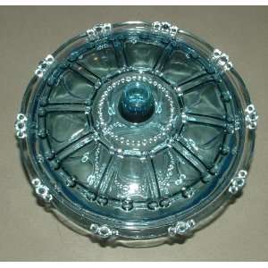  Blue Pressed Glass Candy Dish With Lid 