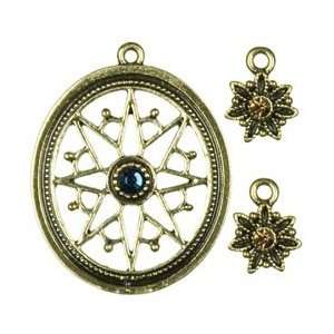 Cousin Jewelry Basics Metal Accents 3/Pkg Gold Oval Compass; 3 Items 