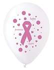 50 Count 12 Pink Ribbon Breast Cancer Awareness Latex Balloons White