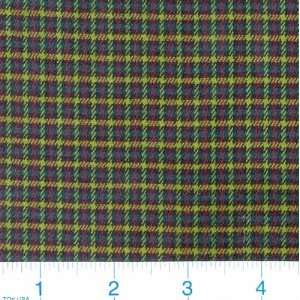 45 Wide Stretch Yarn dyed Suiting Lime/Teal/Navy Small Plaid Fabric 