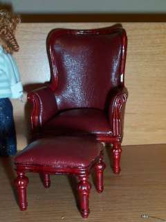 VICTORIAN ROCOCO WING CHAIR WITH OTTOMAN   MINIATURE  