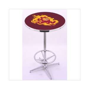  Chrome Logo Pub Table with X Style Foot Ring Base   Holland Bar 