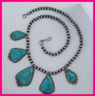 Andy Cadman Navajo Silver & Turquoise Bead Necklace  
