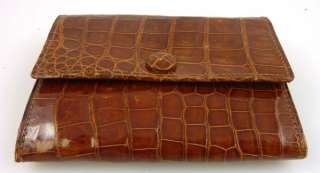 Vintage Caiman Argentina Alligator Skin Womens Wallet Brown Buckle 
