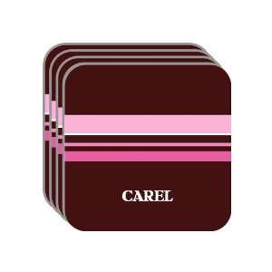 Personal Name Gift   CAREL Set of 4 Mini Mousepad Coasters (pink 