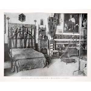  1925 Print Bedroom Chamber Cau Ferrat Interior Stiges 