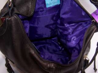 Kathy Van Zeeland CHOCOLATE Pebble Embossed Zip Top Hobo Handbag #19 