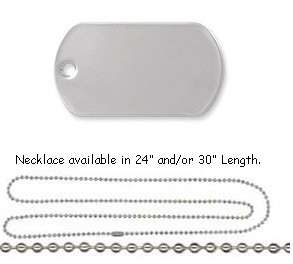 25 Blank Stainless Steel DOG TAGS + BALL CHAIN NECKLACE  