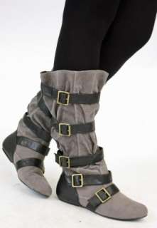 WOMENS PIRATE GREY LADIES WIDE CALF LEG BOOTS SIZE 8 41  