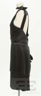 Chanel Black Silk One Shoulder Camellia Bow Dress, 06C, Size 40  