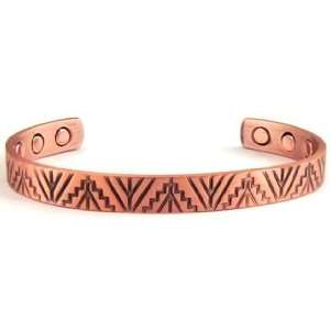  Mayan Steps   Solid Copper Magnetic Therapy Cuff Bracelet 